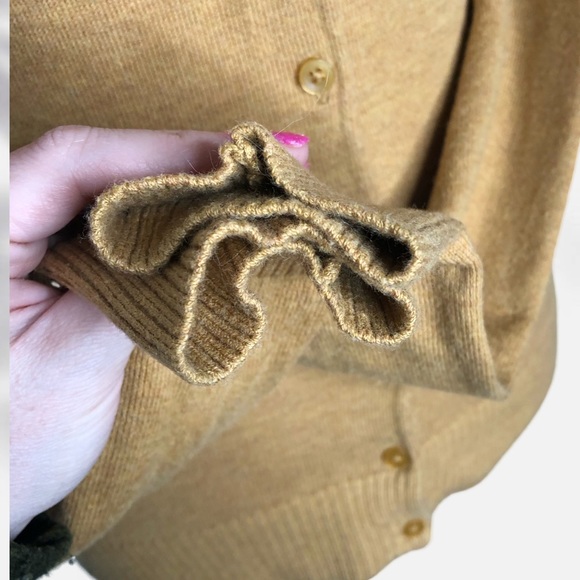 Gap Mustard Yellow Crew Neck Button up Cotton Blend Cardigan | XS - Picture 4 of 11